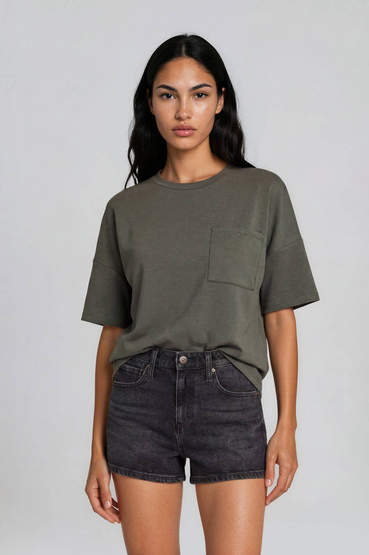 Olive Scuba Crew Neck Pocket Tee