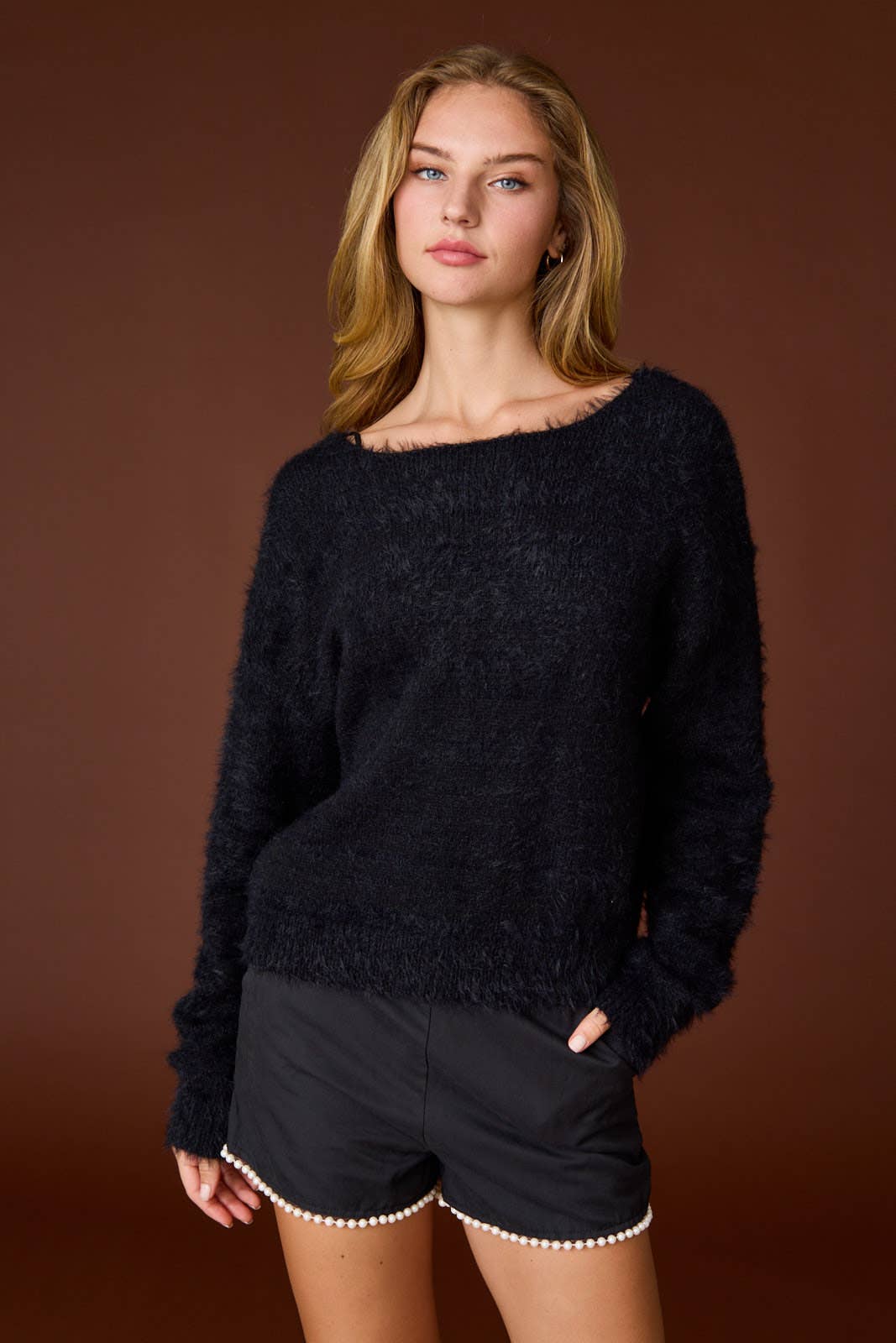 Aria Fuzzy Bow Sweater