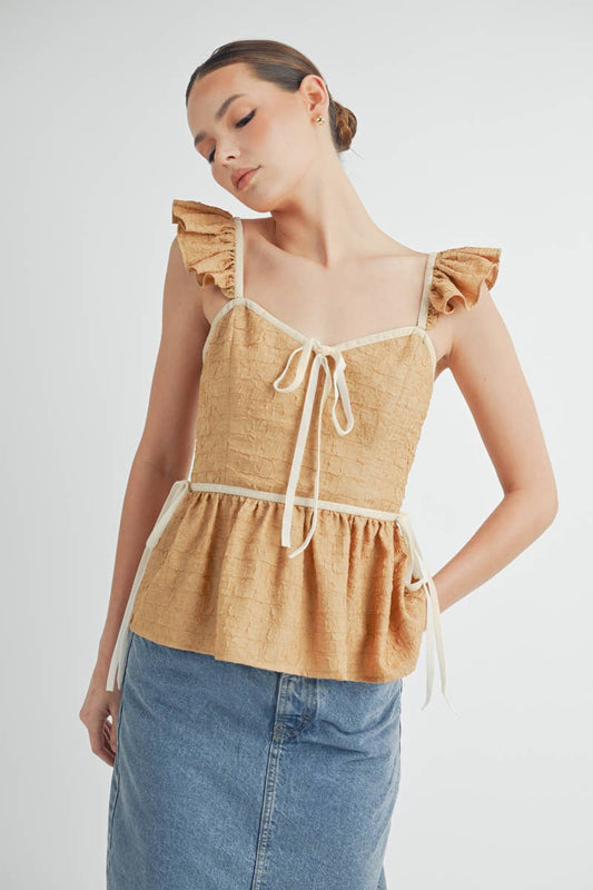 Ruffled Strap Peplum Top