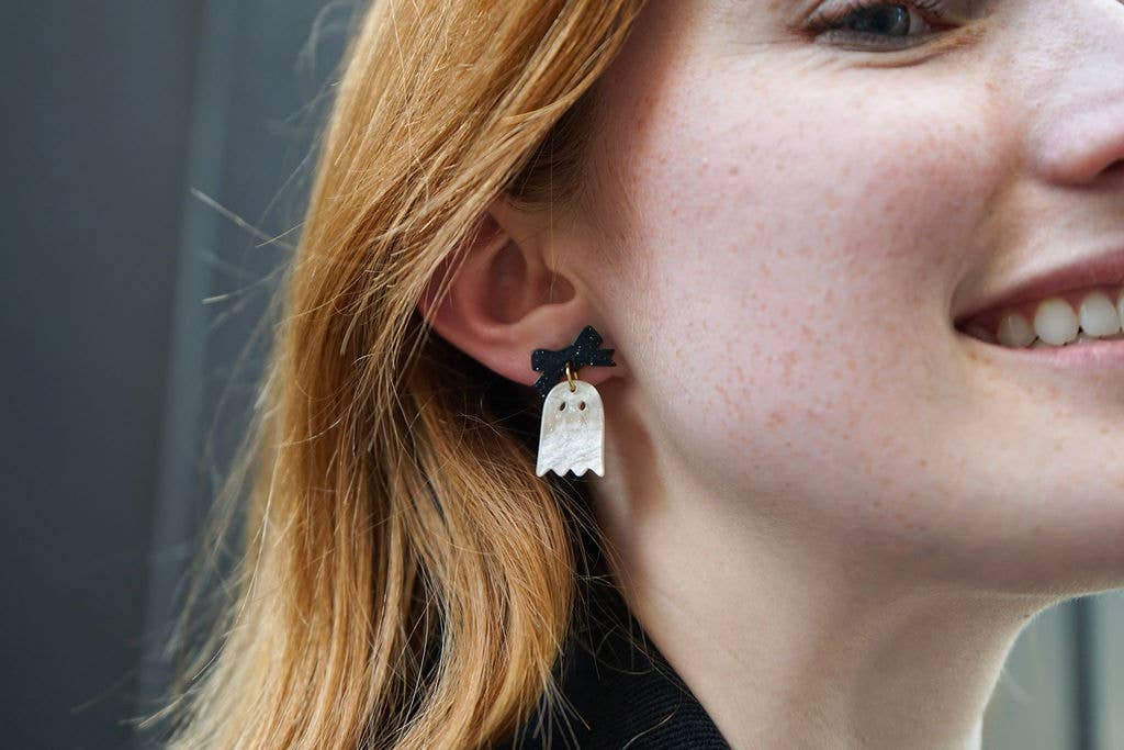 Mini Bow Shimmer Ghost Earrings