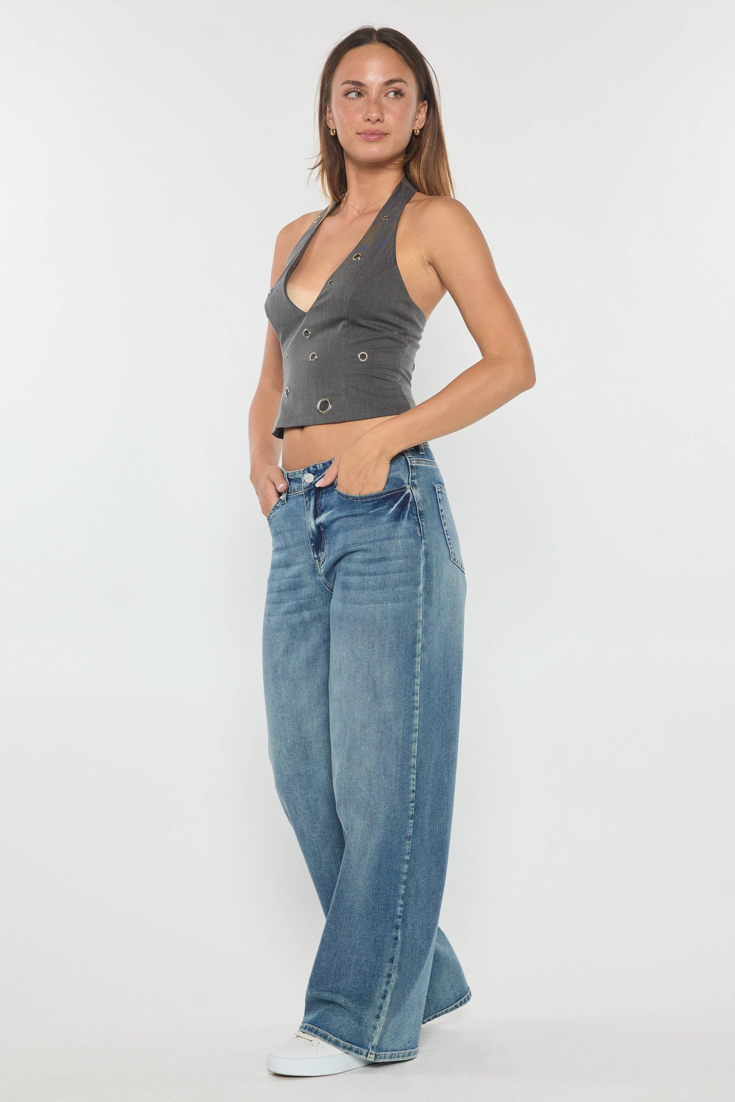 Mid Waist Relaxed Medium Wash Jeans