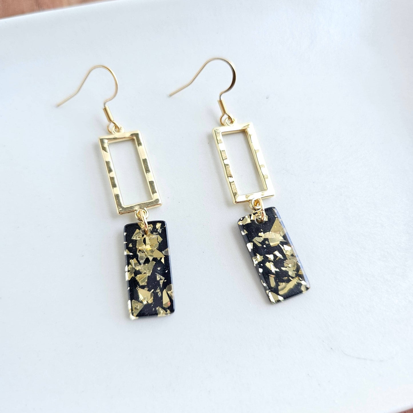 Black Gold Flake Earrings