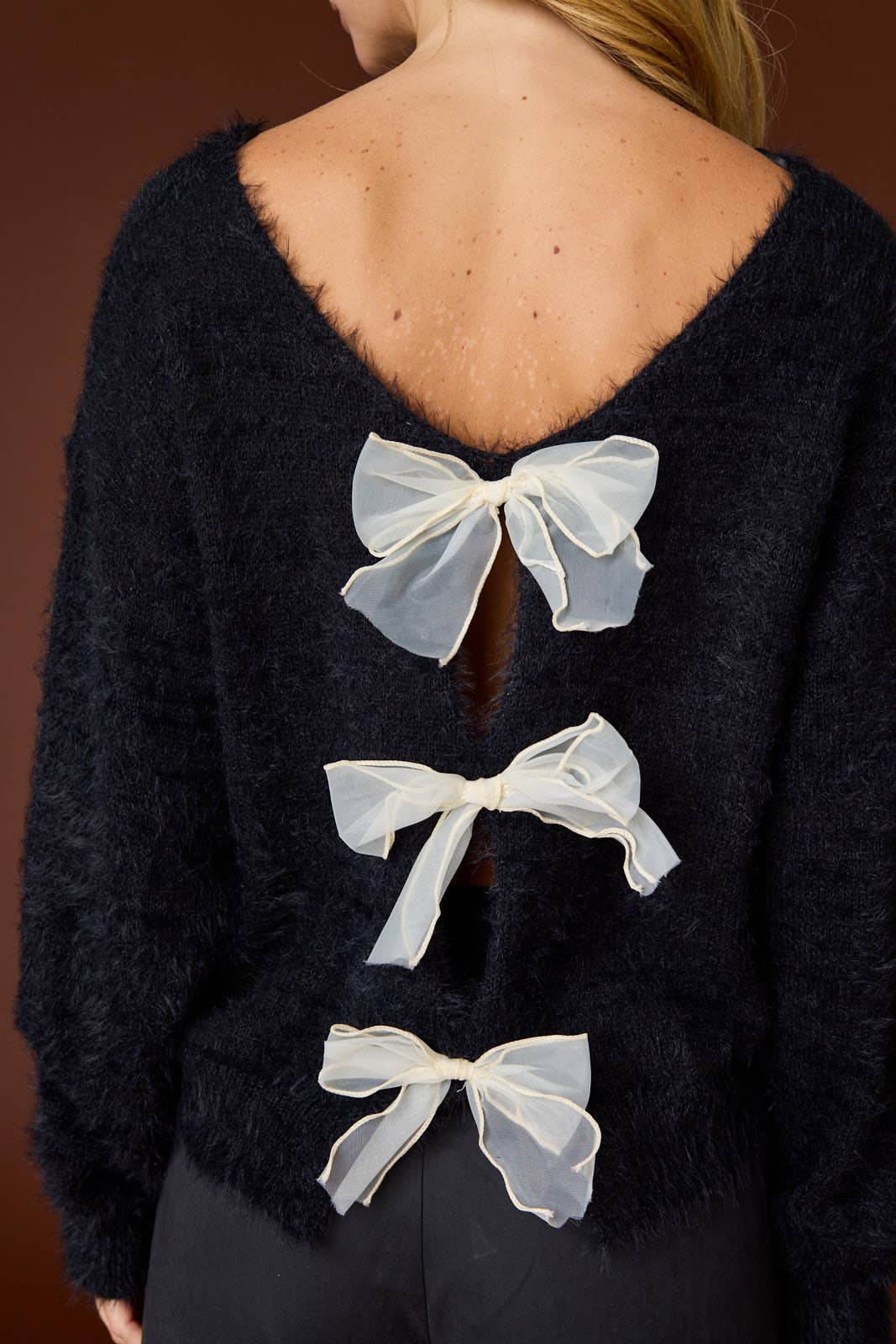 Aria Fuzzy Bow Sweater