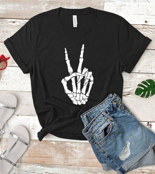 Skeleton Peace Sign Tee