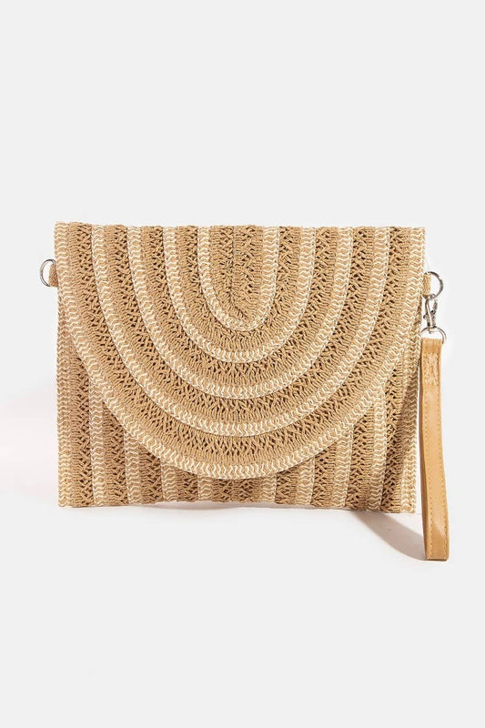 Two Tone Woven Paper Envelope Clutch