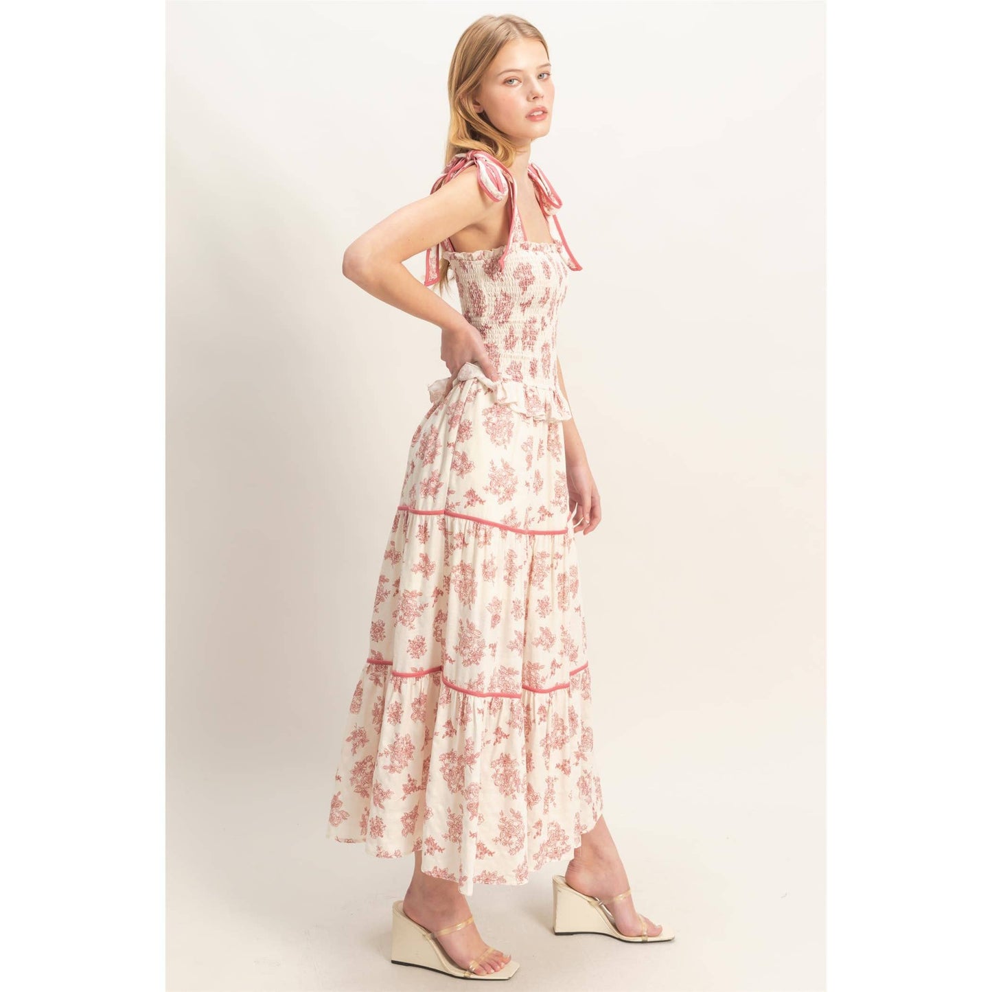 Pink Floral Tiered Sundress