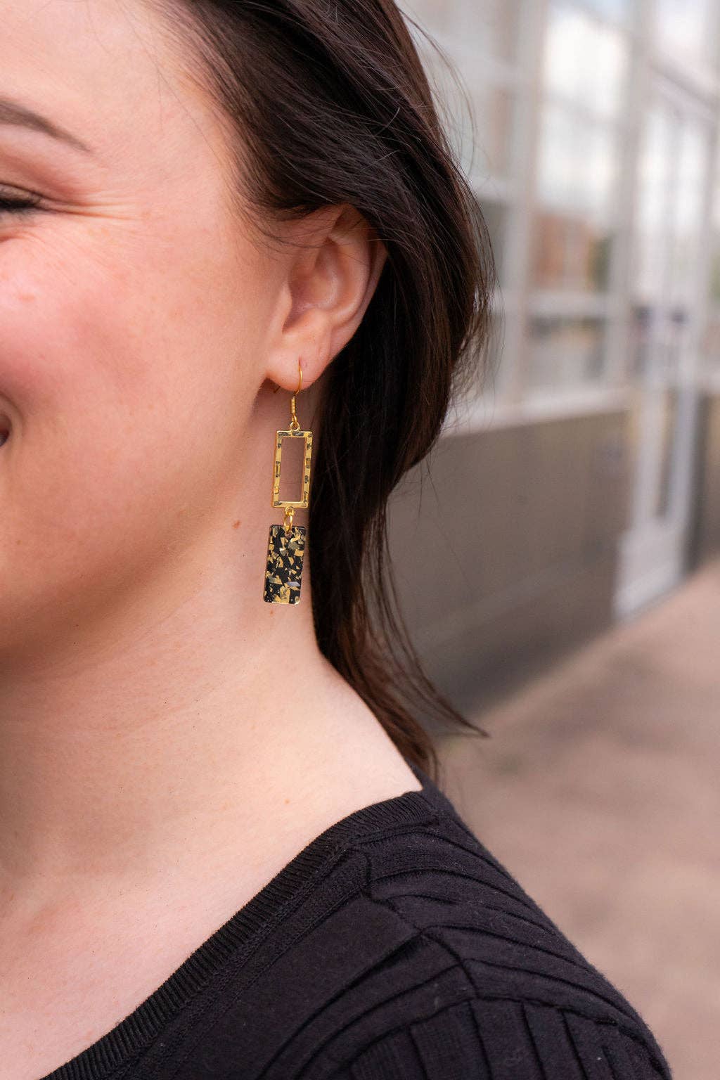 Black Gold Flake Earrings