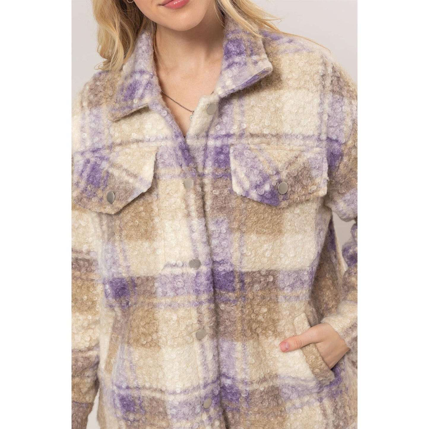 Lavender Plaid Boucle Jacket