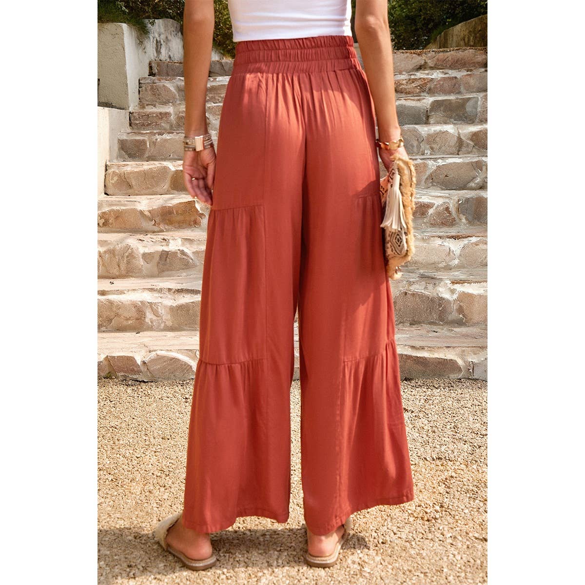 High Waist Knot Elastic Solid Pant