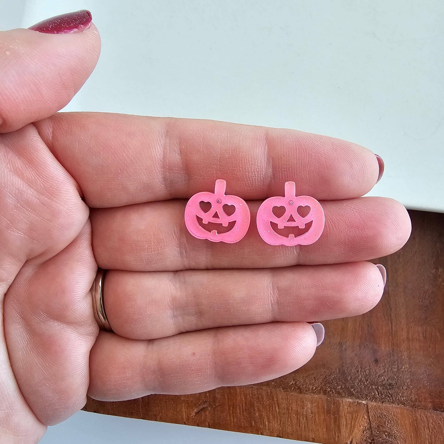 Pink Jack O' Lantern Pumpkin Studs