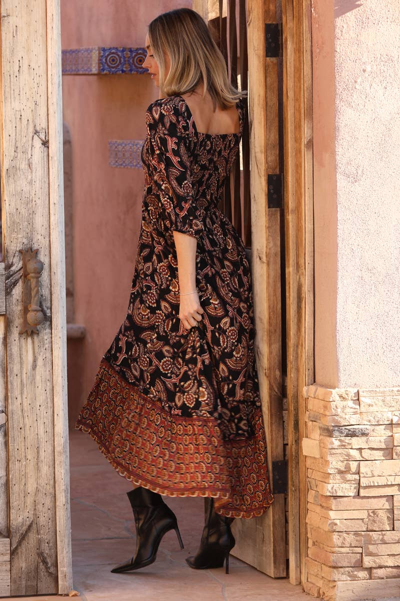 V-Neck Chocolate Twist Front Maxi Dress