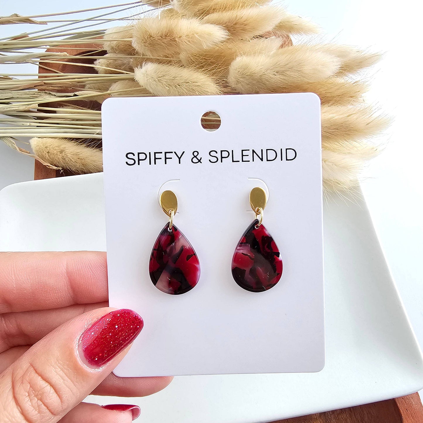 Burgundy Leah Drop Earrings
