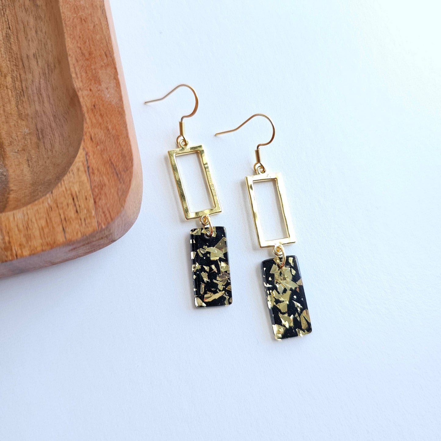 Black Gold Flake Earrings