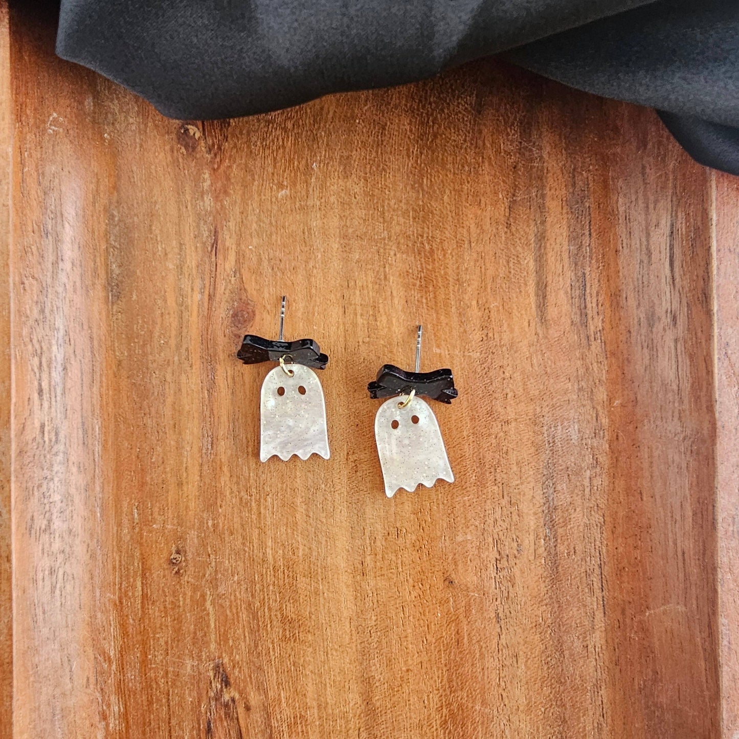 Mini Bow Shimmer Ghost Earrings