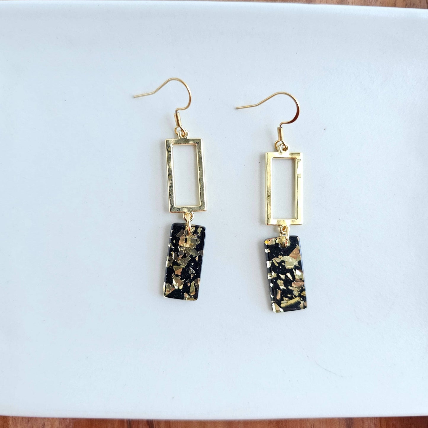 Black Gold Flake Earrings