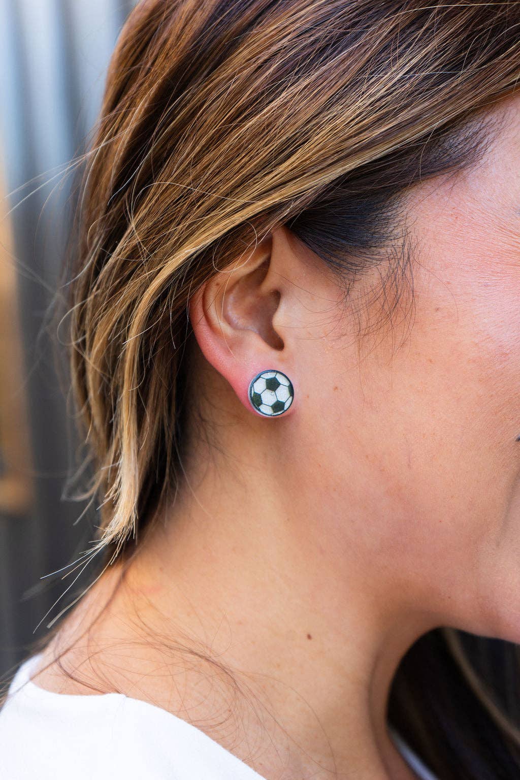 Glitter Soccer Ball Studs // Game Day, Jewelry, Earrings