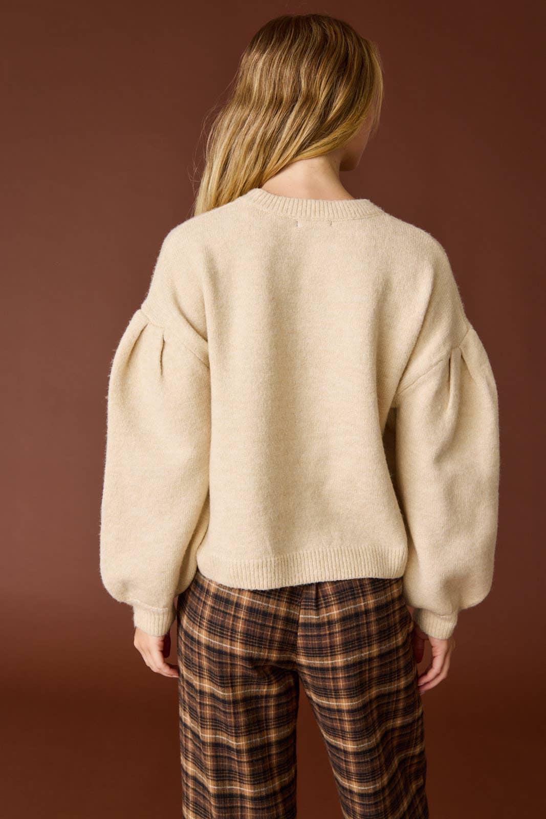 Leslie Long Sleeve Sweater w/ Pleated Sleeves