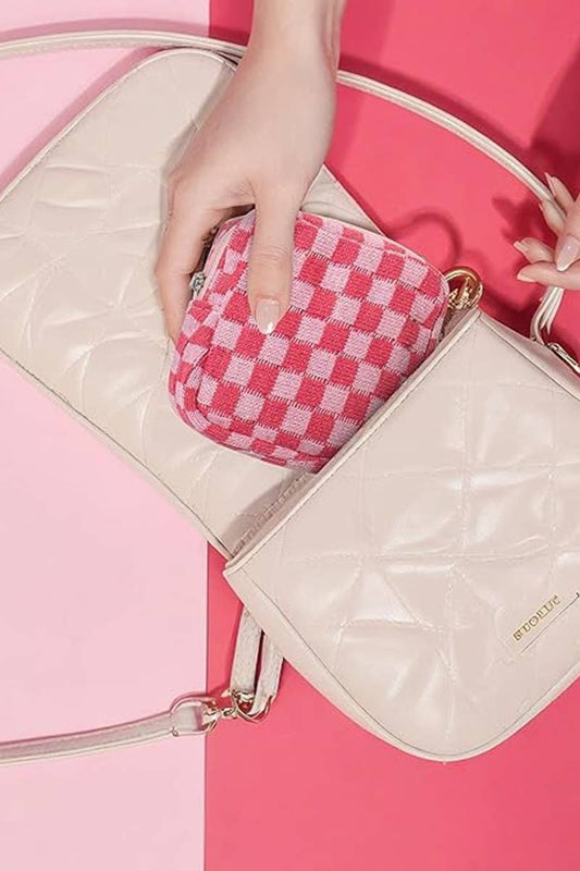 Mini Checkered Makeup Cosmetic Case