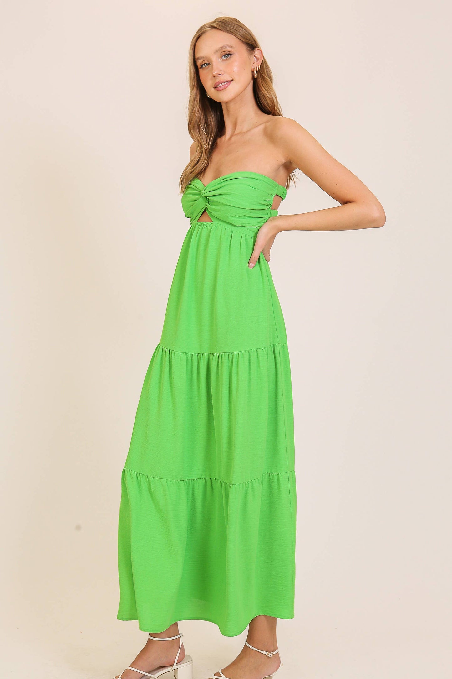 Lime Cutout Airflow Maxi Dress