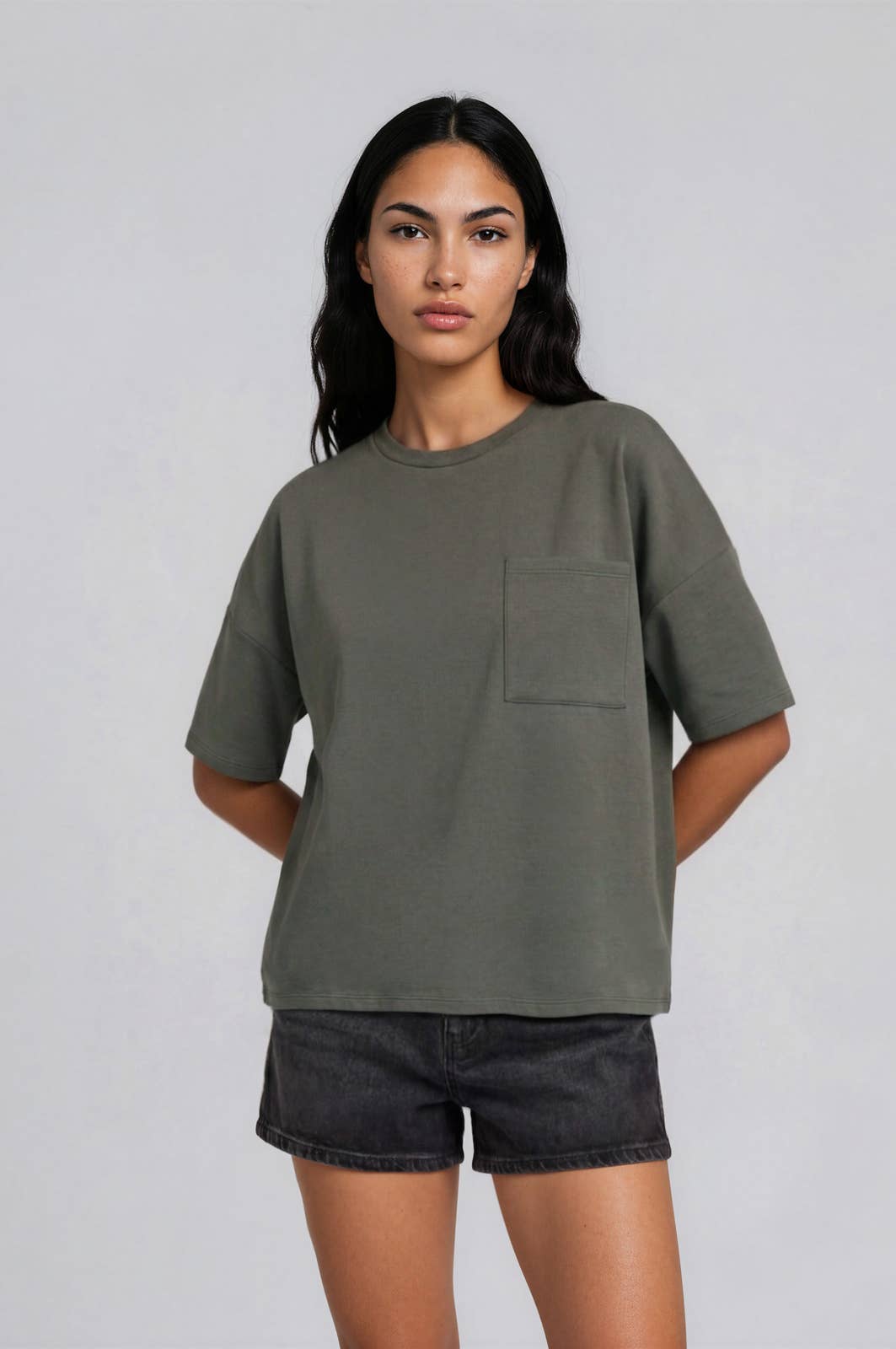 Olive Scuba Crew Neck Pocket Tee