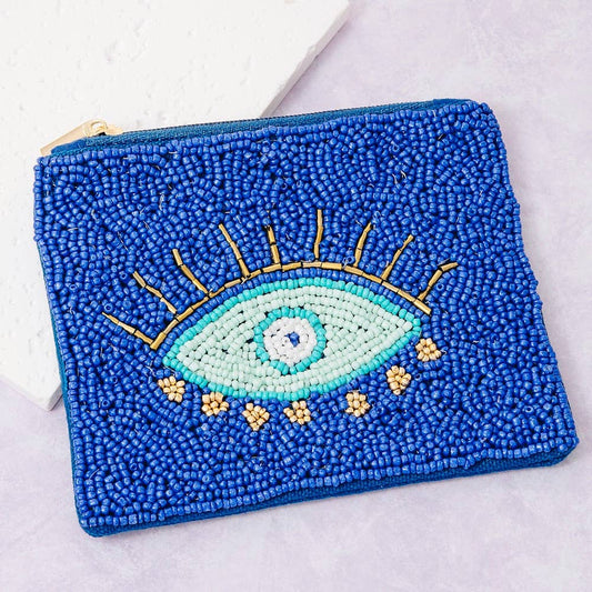 Evil Eye Beaded Coin Purse