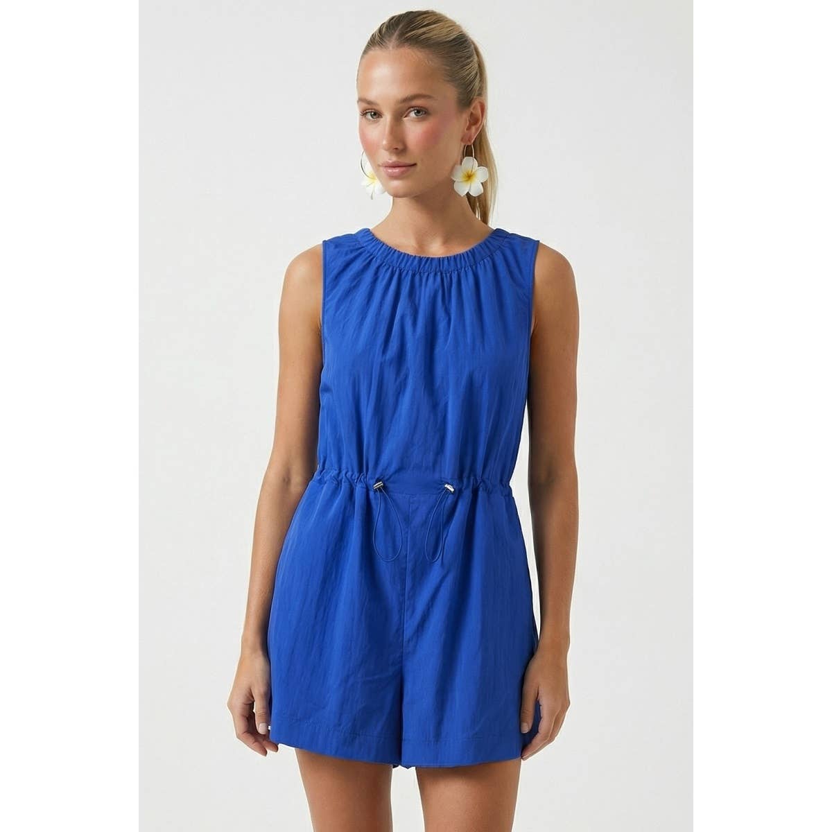 Capri Blue Sleeveless Waist Stopper Romper