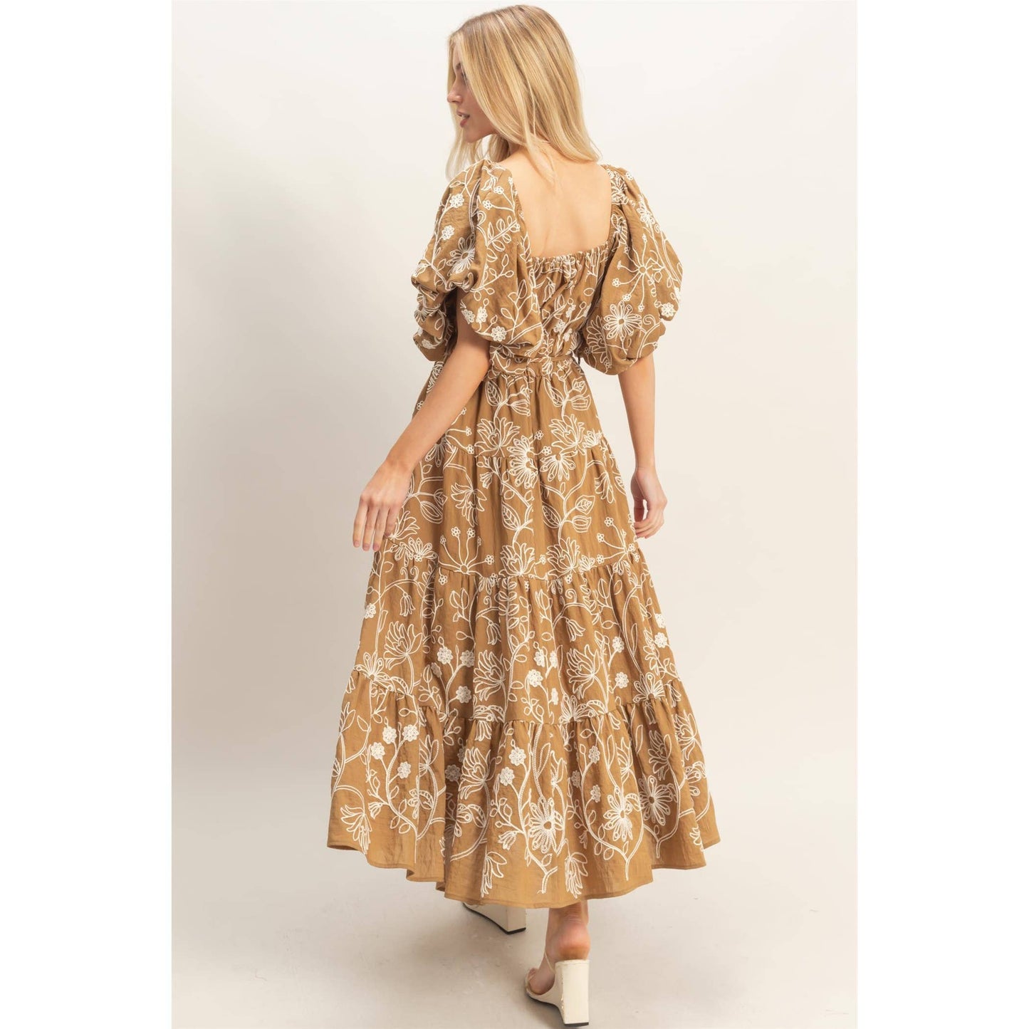 Floral Puff Sleeve Midi Dress