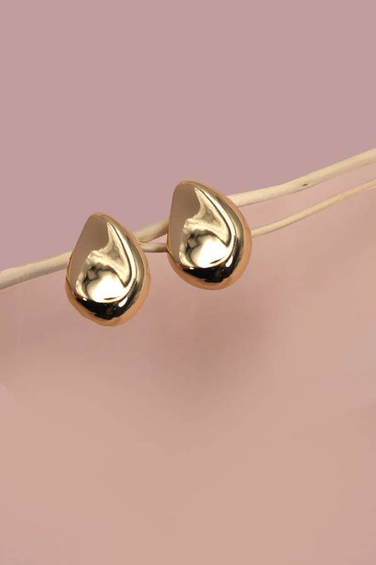 GOLD TEAR DROP STUD EARRINGS